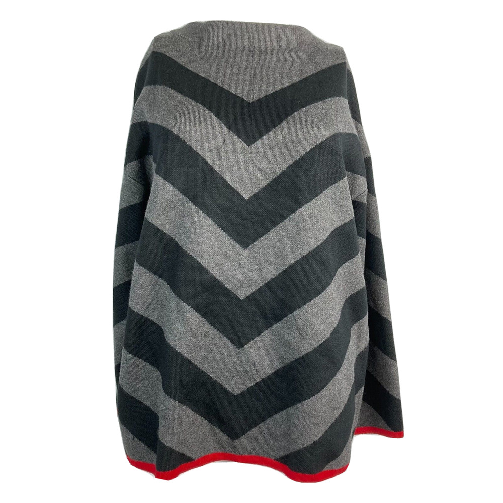 Chelsea & Theodore‎ Sweater Womens Sz XL Black Gray Chevron Relaxed Midweight